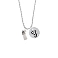 thumbnail image 2 of Delight Jewelry Silvertone 3-D Clear Frosted Baby Bottle Silvertone Script Initial Disc - Y - Charm Necklace, 20"+3", 2 of 4