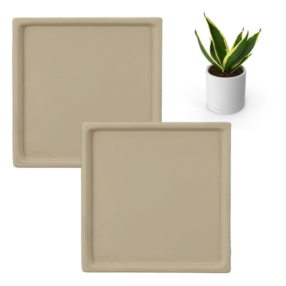 Uxcell 2 Pcs Square Plant Saucers, 4.7 Inch Ceramics Plant Drip Trays for Pots, Heavy Duty Flower Pot Saucers for Indoors and Outdoors, Brown