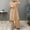 Khaki, variant on Fashion Outfits Set for Women 2 Piece Sweat Sets for Women Women Spring Solid Color Muslim Solid Color Long Sleeve Shirt Coat Wide Leg Trousers Casual Suit my items out for delivery