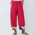 thumbnail image 2 of VEKDONE Womens Cotton Linen Pants Print Long Pants Red S, 2 of 3