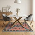 thumbnail image 3 of ODIKA 5'x7' Pink Blue Geometric Floral Design Washable Area Rug Intricate Motif for Dining Room, Under Table, Home Office, Non-Slip Chair-Friendly, 3 of 7