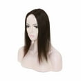 thumbnail image 6 of MY-LADY Clip in Hair Topper 100% Remy Human Extensions Women Toupee Silk Base Hairpiece with Bangs for Loss Hair #02 Dark Brown 16", 6 of 9