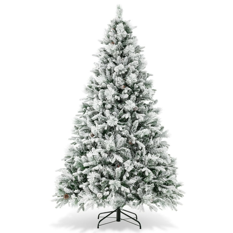 Topbuy 7ft Pre-lit Artificial Christmas Tree, Snow Flocked with