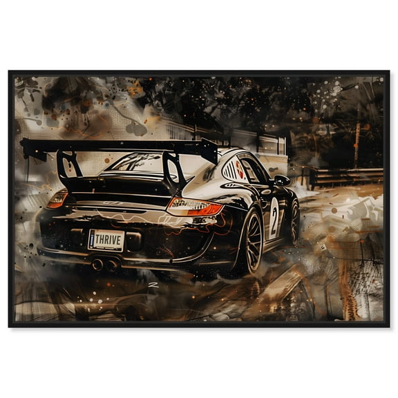 Solid Drive Sport Car Man Cave Canvas Wall Art by Notoriart, Black Floater Frame, 15"x10"