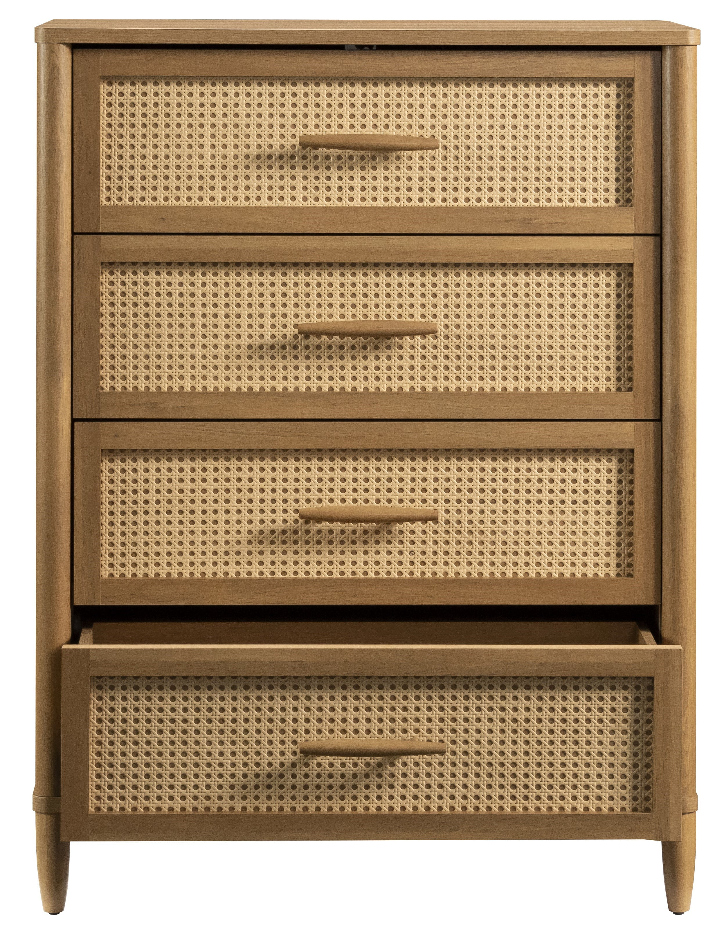 Better Homes & Gardens Springwood 4-Drawer Dresser with Caning Look, Light Honey