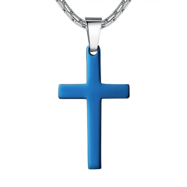 SUTENGDA Collier Pendentif Croix Simple en Acier Inoxydable pour Hommes
