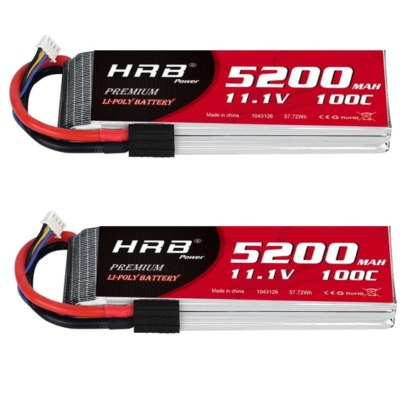 2pcs HRB 3S 5200mAh 11.1V LiPo Battery TRX for RC Car Truck Buggy Racing Boat