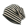 thumbnail image 4 of XIAOCHA Womens Striped Slouch Beanie Hat Soft Stretch Knit Cap Fashion Holiday Hat,Khaki, 4 of 4