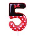 thumbnail image 1 of Bougies d'Anniversaire Souris Rouges (Rouge à Pois Blancs, Numéro 5), 1 of 7