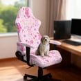 thumbnail image 4 of FUIALDOLG Pink Bunny Chair Cover with Armrest Pad Gaming Chair Covers Happy Easter Day Theme Dust Proof Furniture Protector Covers Universal Fit for Computer High Back Chairs, 4 of 9