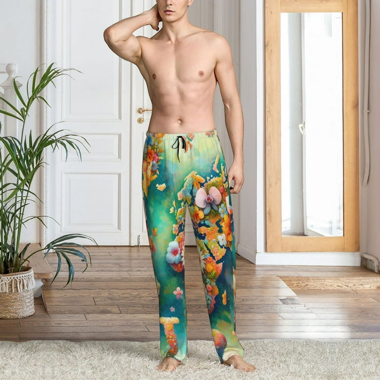 Kuilepa Colorful World Map Pajama Pants for Men Men s Pajama Sleep Pants Lounge Pants Funny Loungewear Walmart