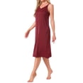 thumbnail image 4 of INSPIRAR CHIC Vestido de dormir para mujeres de satén sin mangas con doble tirante de espagueti, espalda cruzada, sexy, escote en V, midi, bata de noche, S rojo, 4 of 6