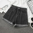 thumbnail image 2 of Sngxgn Women's High Waisted Ripped Stretchy Denim Short Summer Jean Shorts(Grey,XXL), 2 of 3