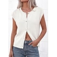 thumbnail image 3 of PRETTYGARDEN Womens Cap Short Sleeve Sweater Vest Spring Summer Lightweight Button Down Cardigans Trendy Loose Tops, 3 of 10