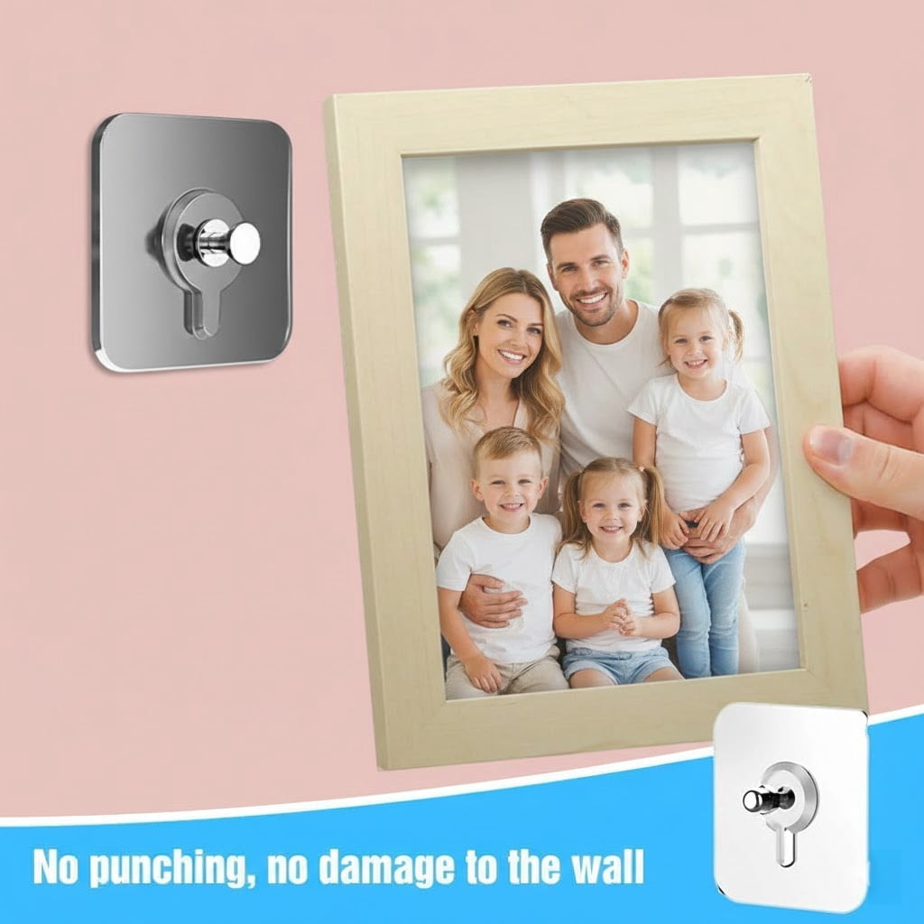 No Drill Screw Stickers, Nail Free Stickers for Walls Heavy Duty, Drill Free Adhesive Hooks Picture Hangers, Self Adhesive Picture Hanging Hooks, No Trace Screw Hook Stickers for Frames, Kitchen