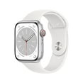 thumbnail image 1 of Apple Watch Series 8 GPS + Cell 45mm Caja de Aluminio Plateado con Correa Deportiva Blanca - S/M. Rastreador de Actividad Física, Aplicaciones de ECG y Oxígeno en Sangre, Pantalla Retina Siempre Activ, 1 of 4