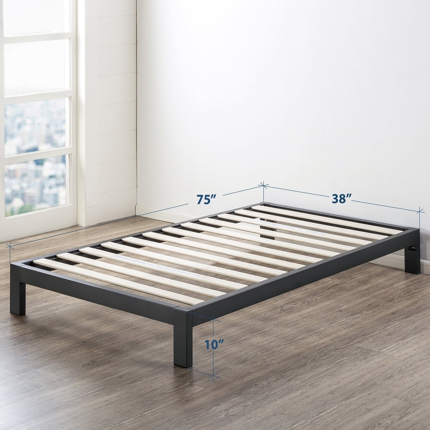 Crown Comfort 10 Inch Heavy Duty Metal Platform Bed/Wooden Slat Support