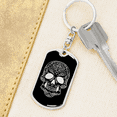 thumbnail image 6 of Calavera Mexican Sugar Skull 138 Stainless Steel or 18k Gold Premium Swivel Dog Tag Keychain, 6 of 16