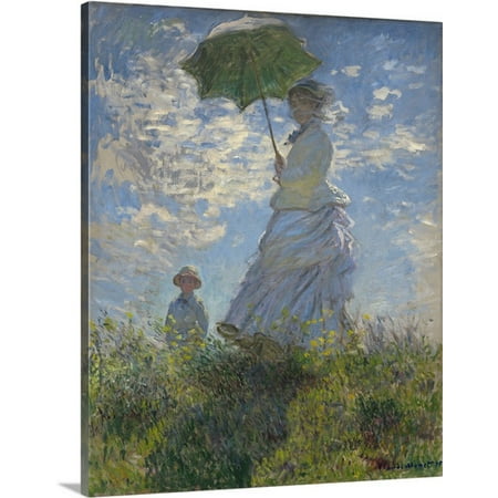 Big Garden Parasols Great BIG Canvas Claude Monet Premium Thick-Wrap Canvas entitled Woman with a Parasol - Madame Monet and Her Son, 1875 ()