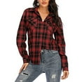 thumbnail image 7 of DondPO Long Sleeve Shirts Dress Shirts for Women Plaid Shirts For Women Long Sleeve Button Down Christmas Fall Jacket Womens Tops Flannel Shirt Red XXL, 7 of 7
