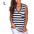 thumbnail image 1 of Camiseta de verano con cuello en V informal sin mangas con rayas de chaleco para mujer, negro, blanco, L Noticed AP002567-03, 1 of 5