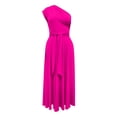thumbnail image 5 of Afdoent Women's Dresses Elegant Asymmetrical Neckline Casual Dress For Sleeveless Flowy Swing Waistband Summer Dress Beach Vacation Clothes, 5 of 7