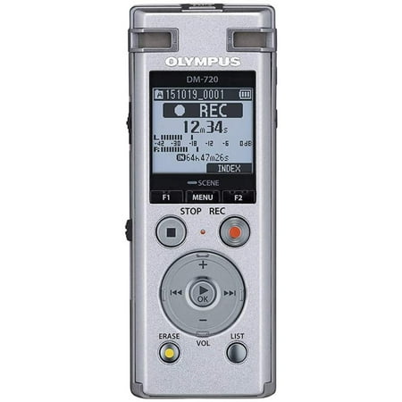 Olympus Voice Recorder DM-720 with 4GB Micro SD Slot USB Charging Direction PC Connection Transcription Mode Silver 4GB built in memory (985 hours) By Visit the Olympus Store