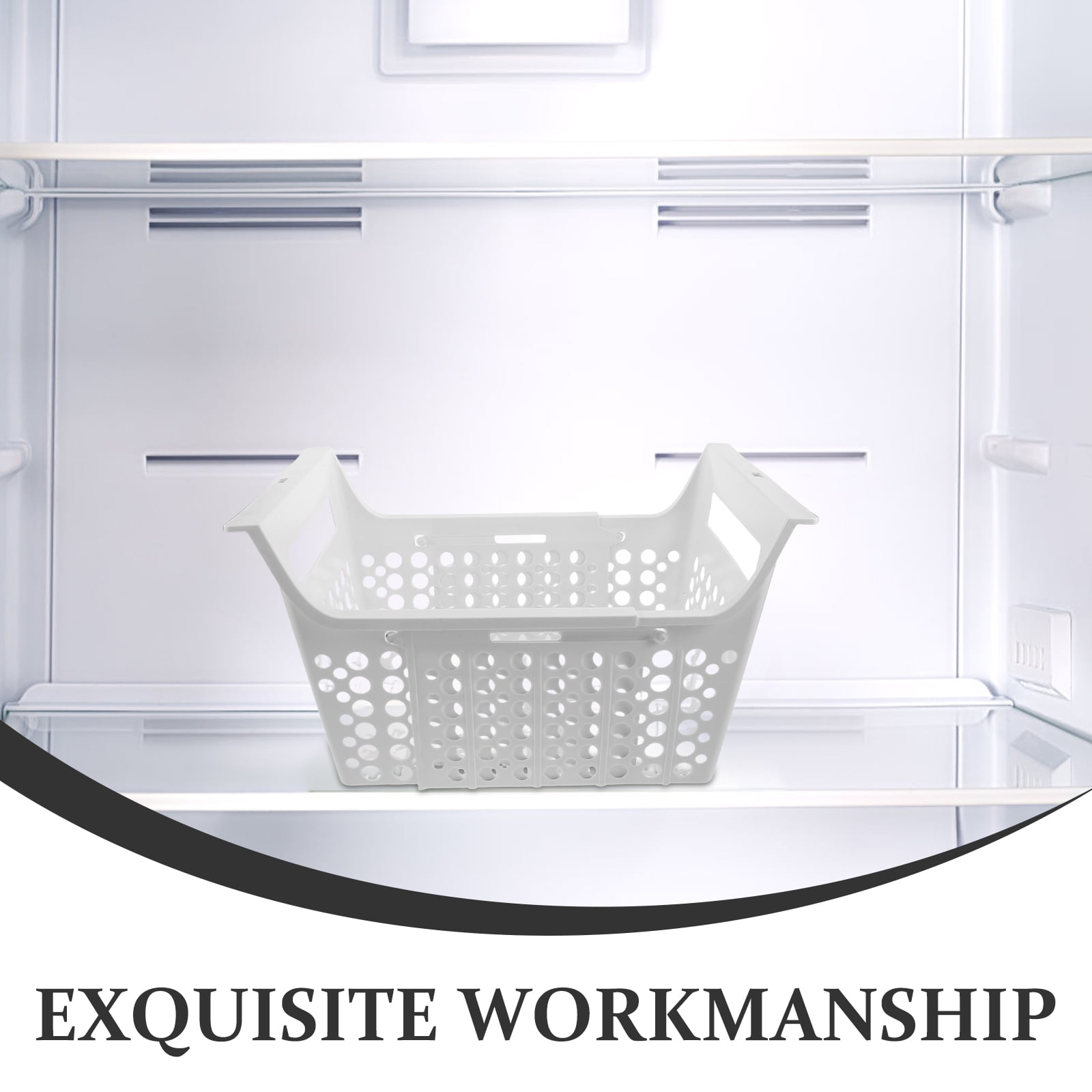 PENIKOKO White Wire Freezer Basket with Builtin Shelf and Universal Fit for Home Fridge Organization