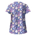 thumbnail image 4 of Blusa con cuello en V de manga corta para mujer, uniforme con bolsillos estampados de Pascua, blusa de enfermería Fridja  bn6072, 4 of 4