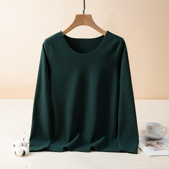 Womens Tops Long Sleeve Solid Color Reversible De Fleece Thickened Warmth Blouses Army Green,Blouse for Women
