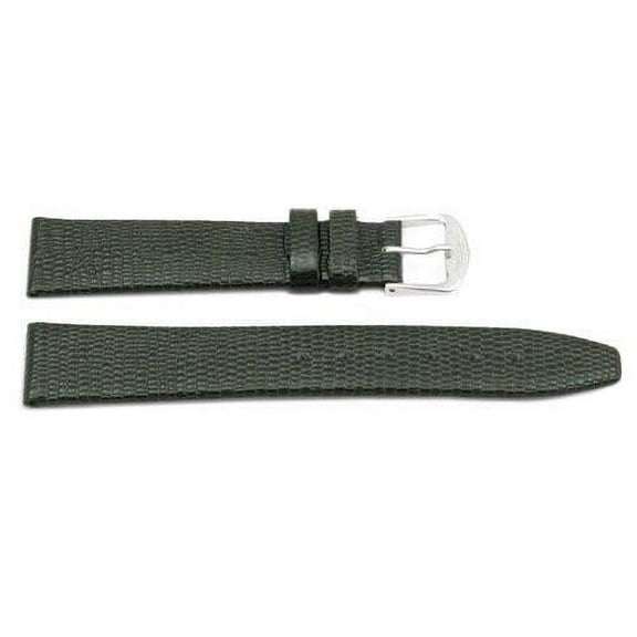20mm Genuine Leather Lizard Grain Dark Gray Watch Strap