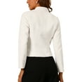 thumbnail image 3 of INSPIRE CHIC Women's Long Sleeve Plaid Tweed Blazer Button Down Work Short Jacket M White, 3 of 6