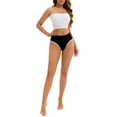 thumbnail image 2 of INSPIRE CHIC Women's Lace Trim Mid-Waisted Briefs Butt Lifter No Trace Underwear S Black, 2 of 4