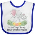 thumbnail image 3 of Inktastic I'll Never Forget That My Great Aunt Loves Me Cute Elephants Boys or Girls Baby Bib, 3 of 4