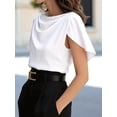 thumbnail image 6 of Women's Short Sleeve Cowl Neck Dressy Shirts Clothes Outfits Tops for Casual Summer White XL, 6 of 7