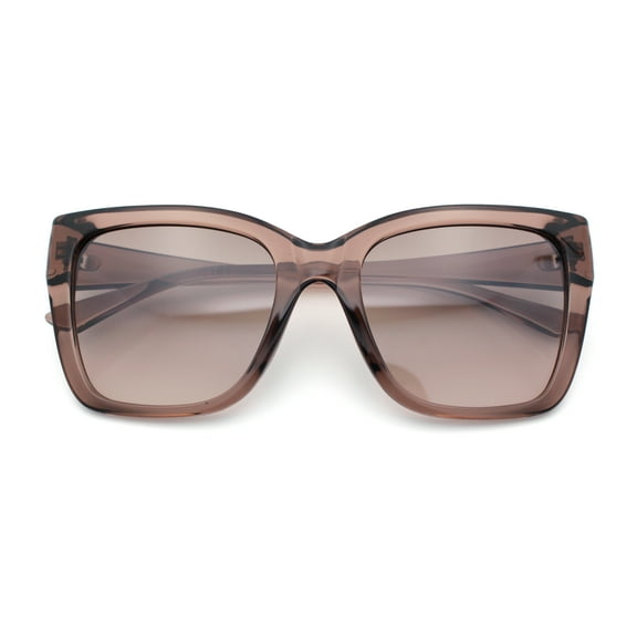 Womens Chic Thick Horn Cat Eye Elegant Thin Arm Plastic Sunglasses Brown Slate - Brown