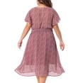 thumbnail image 4 of DARING DIVA Plus Size Ditsy Floral V Neck Smocked Waist Midi Dress 4X Burgundy, 4 of 6