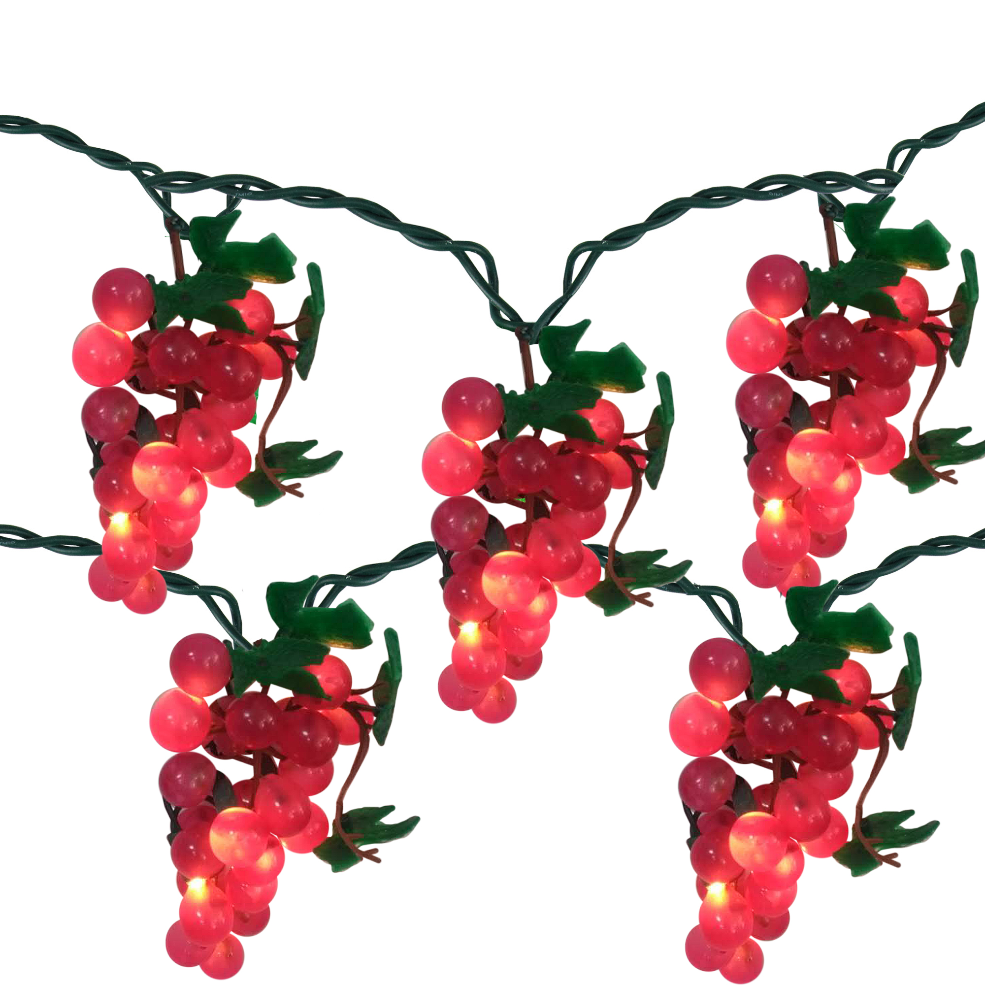 5 Purple Grape Cluster String Lights 6ft. Green Wire