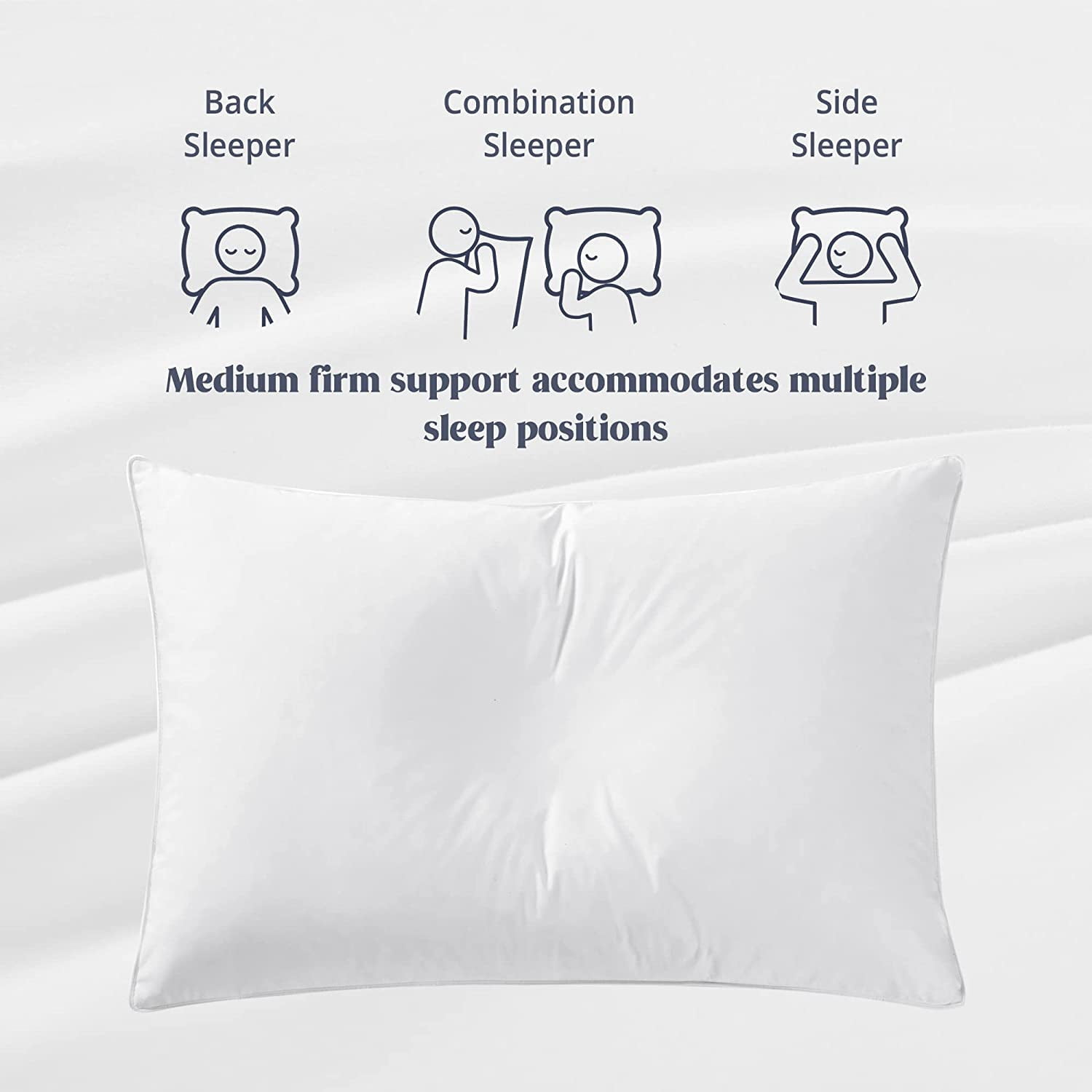 Botduck Goose Down Feather Pillows Standard Size Set of 4 Pack Hotel  Collection Bed Pillow for Sleeping Medium Firm Support for Side Stomach &  Back