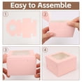 thumbnail image 3 of 50 Pcs 4x4x2.5 Inch Bakery Boxes with Window, Pink Cookie Boxes for Gift Giving, Treat Box for Desserts, Macarons, Donuts, Pastries, 3 of 8