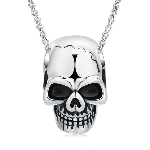 Retro Gothic Skull Style Cremation Urn Necklaces for Ashes Stainless Steel Men's Personalized Vintage Punk Skull Urn Necklace Pendant