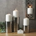 Hosley Set of 3, Silver Finished, Metal Pillar Candle Holders Hand