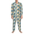 thumbnail image 3 of Disketp Vintage Blue Flowers for Pajamas Set Long Sleeve Sleepwear Mens Button Down Nightwear Pj Sets-Small, 3 of 7