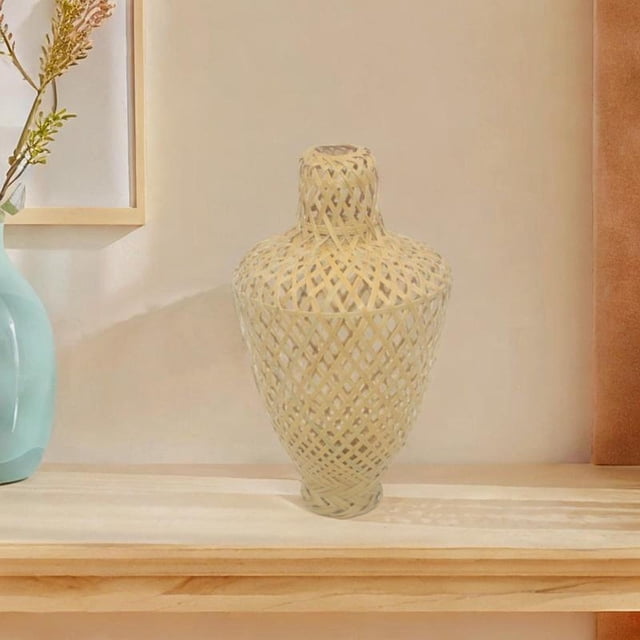 Pantalla de lámpara de bambú, cubierta de lámpara, lámpara de pie, sala de estar, pantalla tejida, reemplazo para lámpara colgante de mesita de noche,