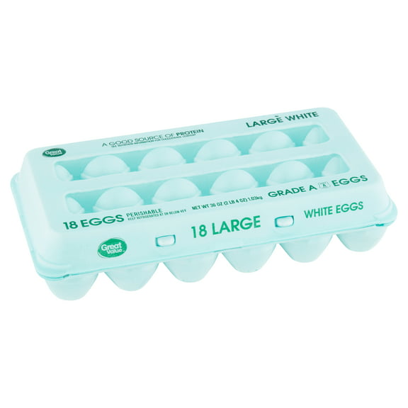 Great Value Large White Eggs, 18 Count