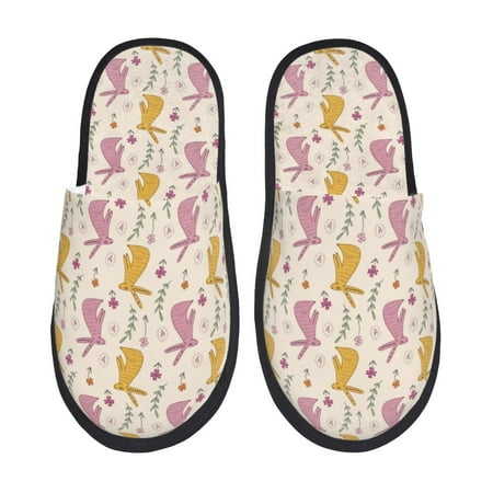 Balery Yellow Pueple Rabbit Slient Indoor Furry Fleece Comfort House Shoes Soft Non-Slip Home Shoes Cotton slippers House Slippers-- Medium