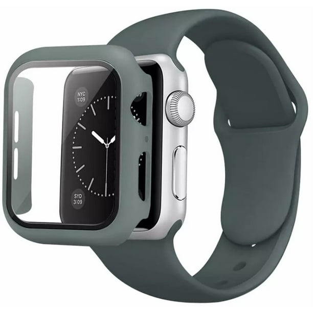 Correa para Apple Watch de 41mm de Silicón + Case Protector de pantalla con Cristal Templado. Mamá Pulpo Silicón con case