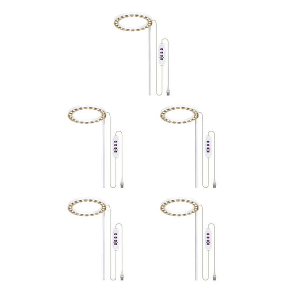 Wosthever Control de línea alimentado por USB, luz LED de cultivo para interior, sótano, flor, suculenta, temporizador regulable, lámpara de 1 cabeza de luz solar 5piezas