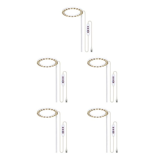 Transemion USB Powered Line Control LED Grow Light Indoor Basement Flower for Succulent Dimmable Timer Plant Growing Lamp Home Supplies 1 Head Sunlight 5Set