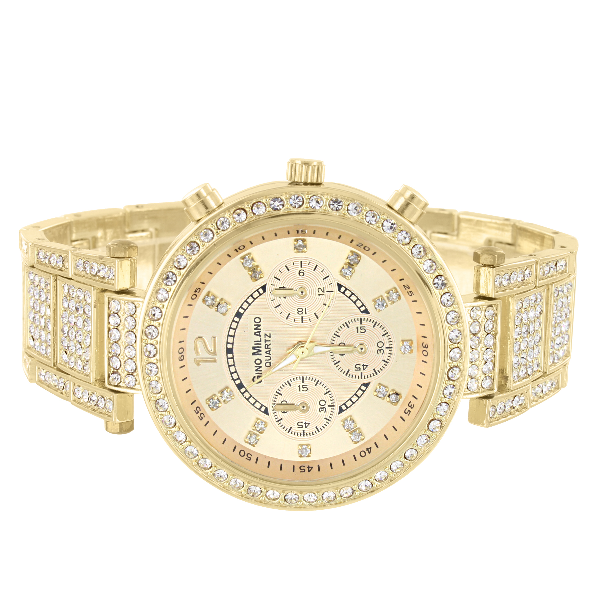 Master of Bling Gold Tone Womens Watch Bling Simulated Diamonds
